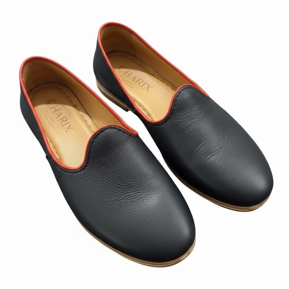 Charix Leather Navy Blue Flats